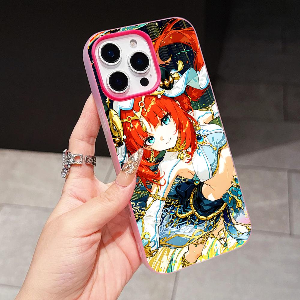 Game GI Nilou Jelly Double layer Rose Red Mobile Phone Case for iPhone 17 16 15 14 13 12 11 Air Pro Max Plus Protective
