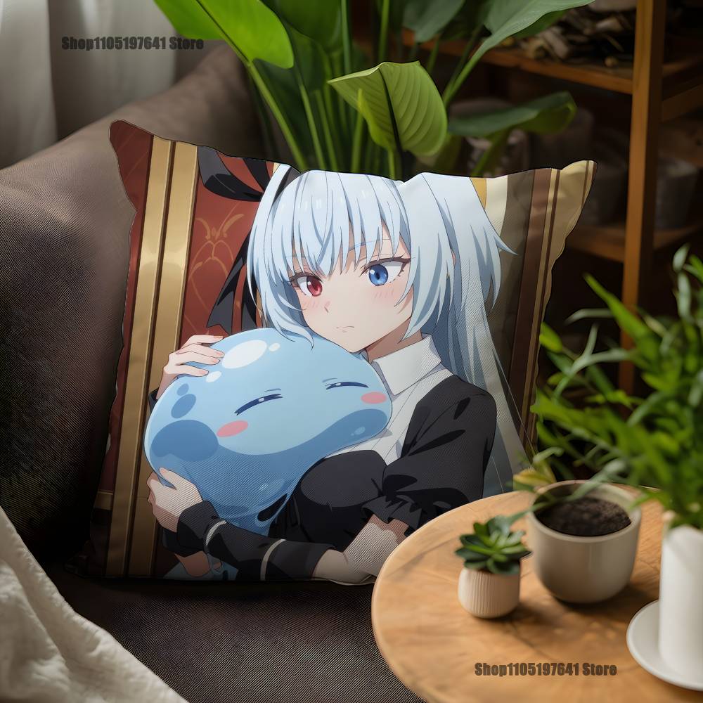 T-Tensei Slime R-Rimuru Anime Pillow Case For Sofa Decor Car Office Room Printing Cushion Cover Decorations and Protector