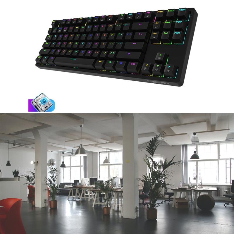 Mechanical Keyboard ABS Cover 87 Shaft Keys Mixed Color Light Colorful LED Effect Water Proof Electronic Gaming Keyboard