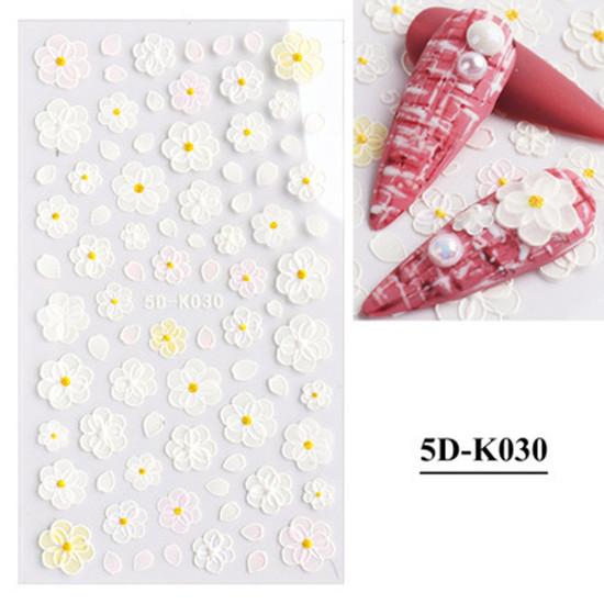 1pc 3D Nail Stickers Spring Summer Natural Flower Leaves Simulation Dried Flower Dragonfly Nail Applique Water Slides Decoration