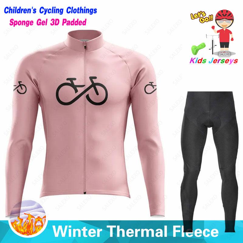 Kids Winter Cycling Jersey Set Children Thermal Fleece Cycling Clothes Boys Girls Mountain Road Bicycle Roupa Ciclismo Clothing 2026 S