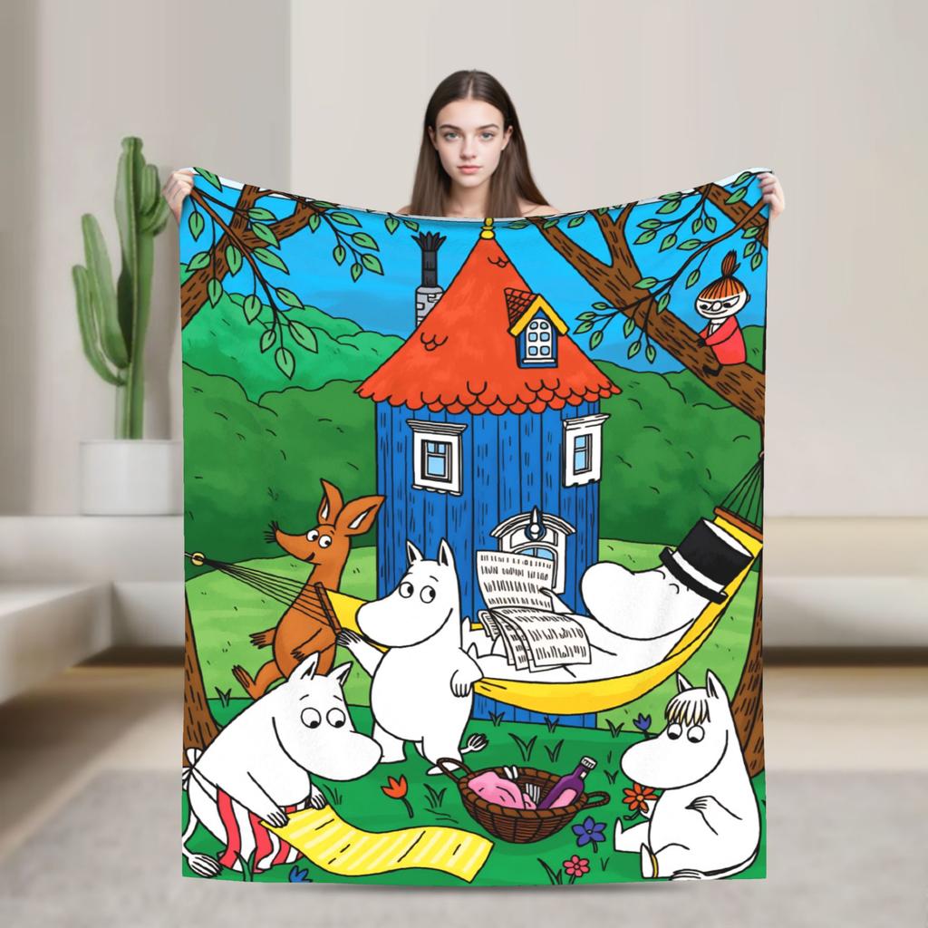 Coperta Morbida Moomin Carina per Divano Letto Coperta da Viaggio Casual Campeggio Invernale Flanella Copriletto
