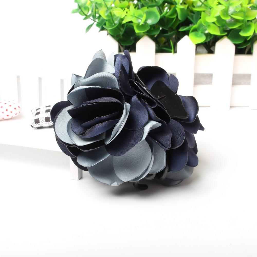 8cm Beauty Ribbon Two-tone Flower Jaw Hair Clip Barrette Flower Hair Claws for Women Girl Headwear Hair Accessories