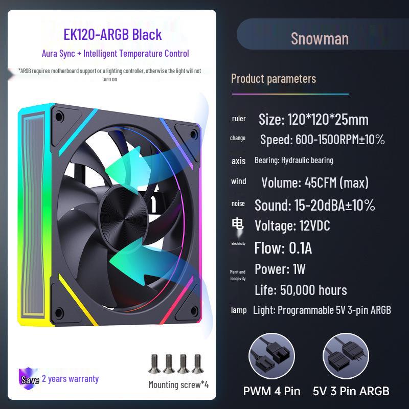 SNOWMAN EK120 ARGB 120mm Prism CPU Cooling Fan