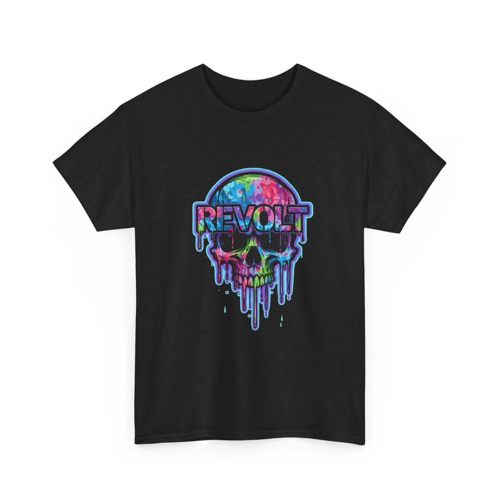 Psychedelic Dripping Skull Revolt T-Shirt | Graphic T-Shirt, Cool Graffiti Shirt 4XL