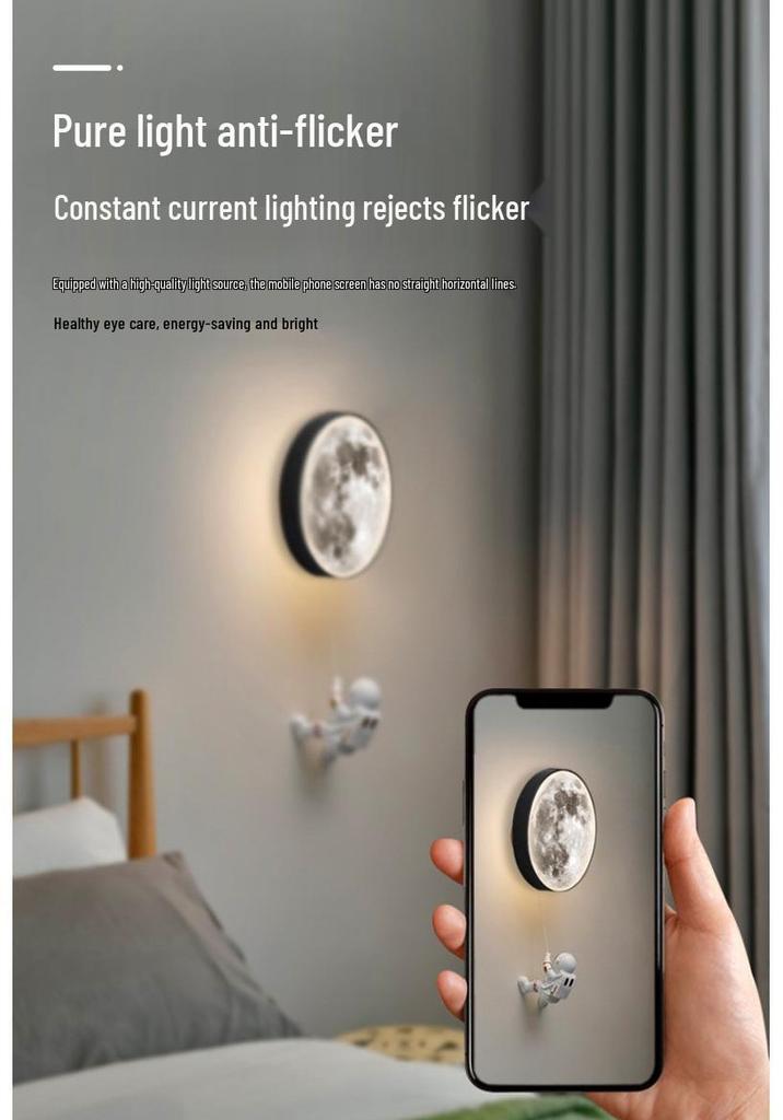 2024 Modern Astronaut Moon Wall Lamp for Children's Bedroom
