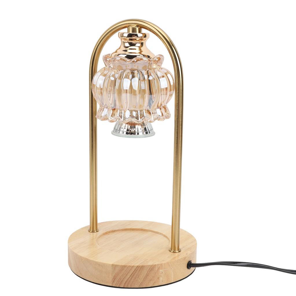 Candle Warmer Lamp Glass Dimmable Electric Scented Wax Melter with 2 50W Bulbs Wooden Base for Home Decor House Warming