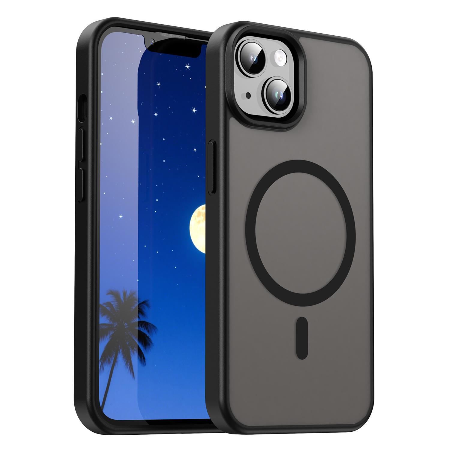 iPhone 14 Magsafe Phone Case,Translucent Matte Shockproof Magnetic Phone Cover for iPhone 14 чёрный
