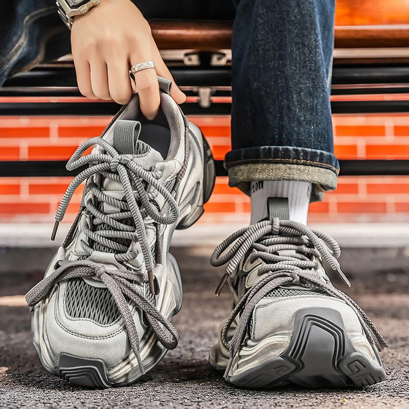 Old Dirty Shoes Spring and Summer Polished Dad Shoes Mesh Non-slip Thick-soled Men's Shoes Versatile Casual Sports Shoes