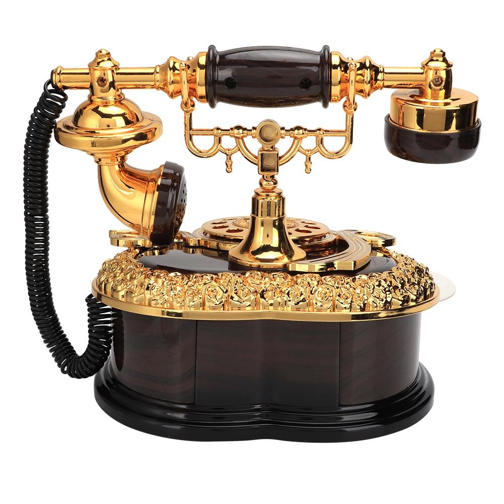 Retro Heart Shaped Telephone Model Music Box Birthday Gift Home Ornament Decoration