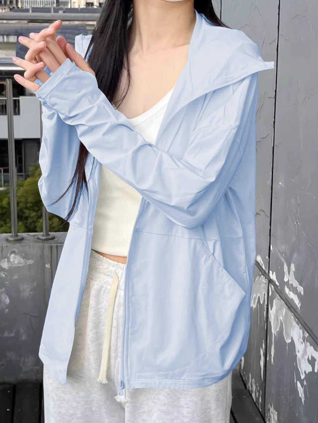 

Женская куртка из ледяного шелка для защиты от солнца - Легкая, прозрачная, защита от УФ-лучей, летняя верхняя одежда 2025 2XL