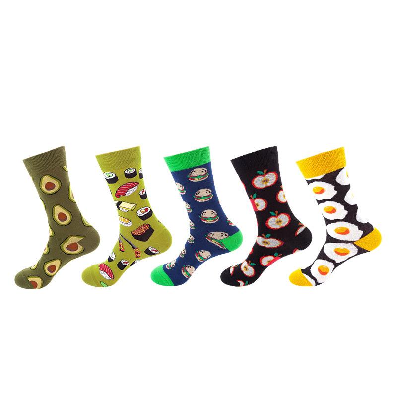 1pair Combed Cotton Fashion Hip Hop Man Woman Socks Harajuku Fruit Skateboard Oil Painting Animal Happy Socks Funny Sokken