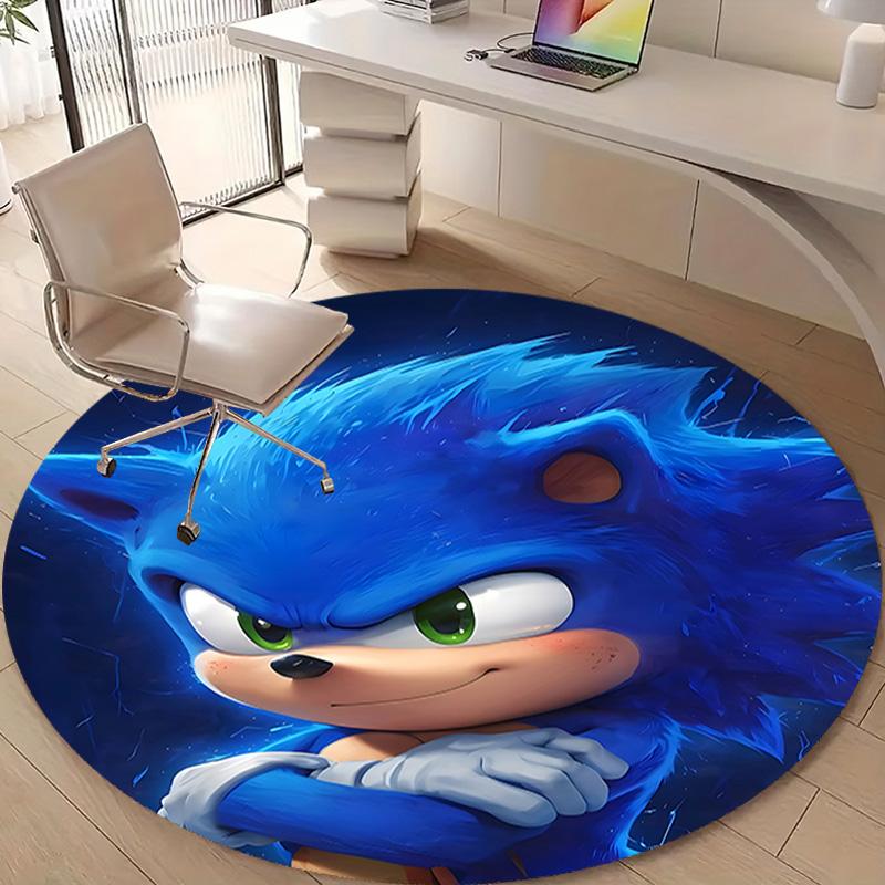 1pc Sonic4 Design Printed Area Round Carpet for Bedroom Living Room Home Decor Rugs Mat Non Slip Mat Rug for Bedside