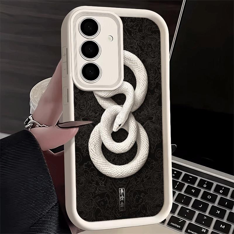 Phone Case for Samsung Galaxy A17 A16 A15 A14 A13 Black Snake Doodle A56 A36 A26 A55 A35 A25 A54 A34 A24 A53 A33 A23 A07 A06
