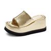Fashion Krazing Pot Cow Leather Super High Wedges Casual Beach Slingback Mules Platform Summer Sandals Concise Luxury Outside Slippers