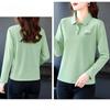Spring and Autumn Lapel Tops, Long-sleeved Tops, Flower T-shirts, Women's Thin Fashion Casual Loose Tops