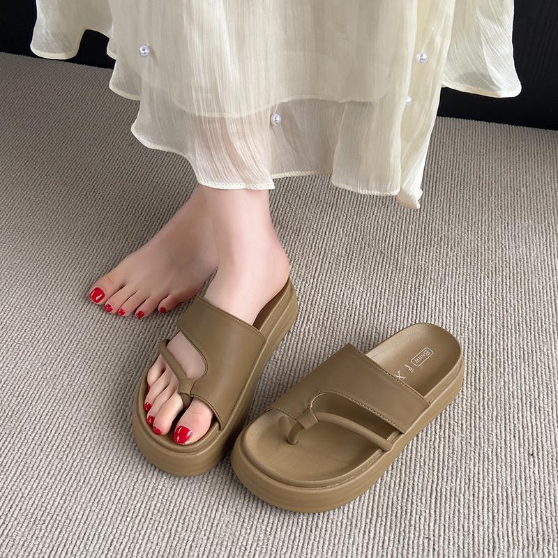 Fashion CRLAYDK Leather Womens Sandals Summer Flat Slip On Fashion Flip Flops Comfortable Dressy Summer Casual Walking Beach Slides