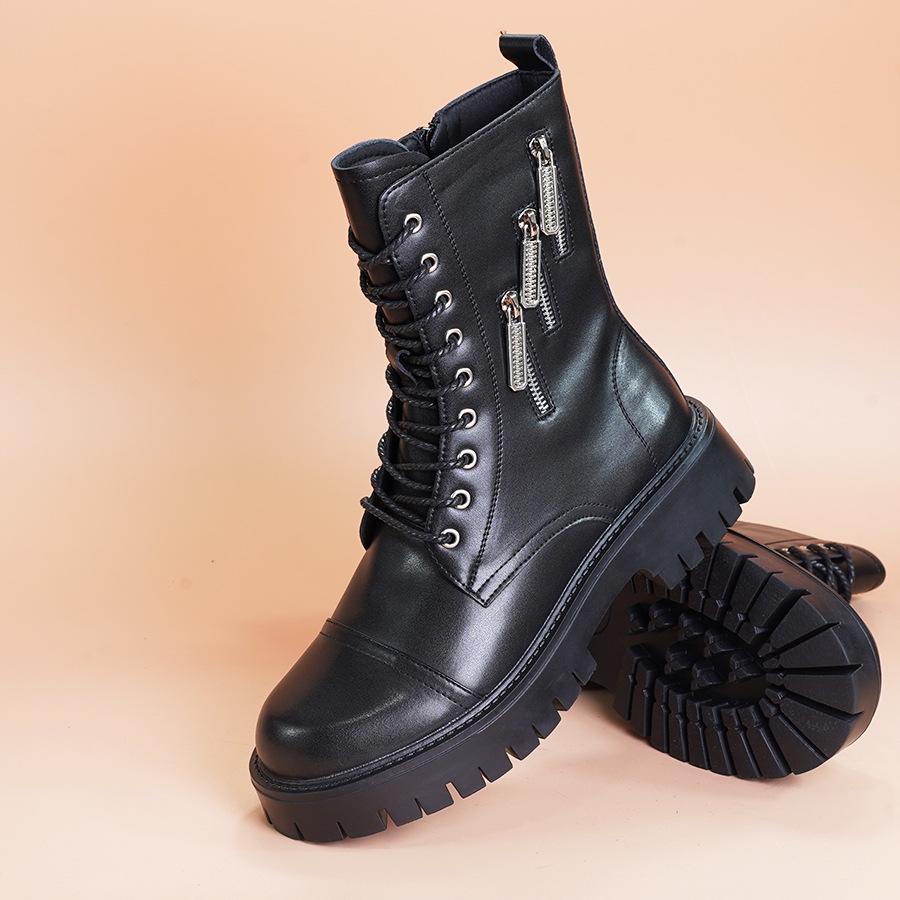 Big head thick-soled Martin boots men's American tooling boots trendy high-top winter velvet thermal locomotive leather boots