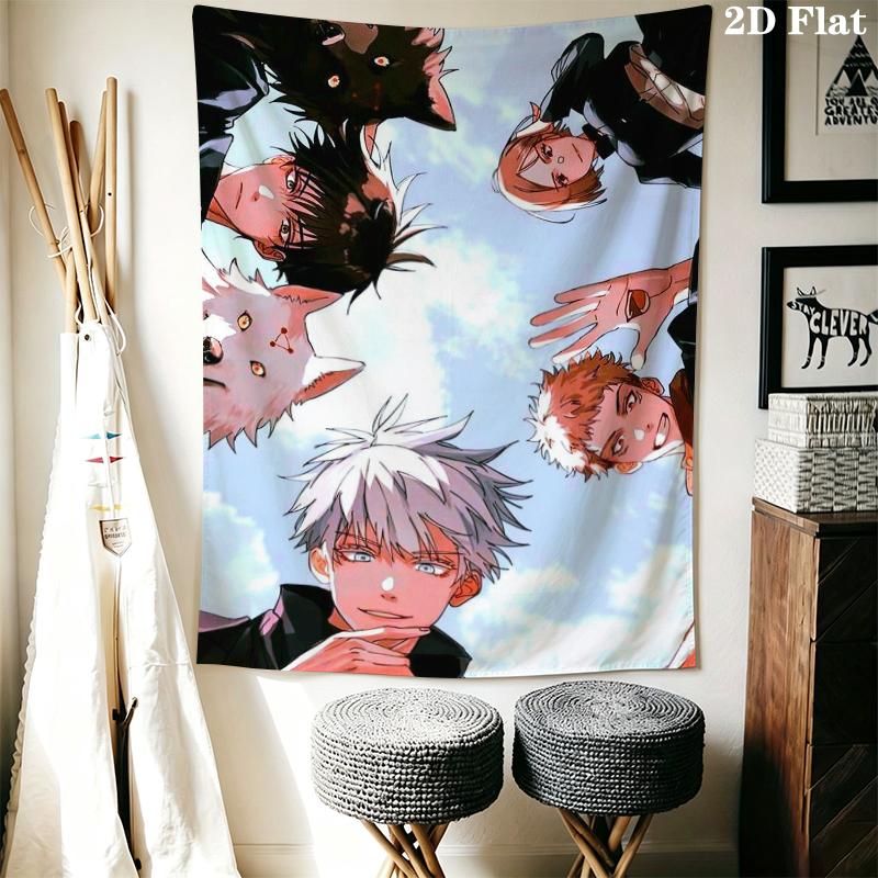 Jujutsu Kaisen Wall Tapestry Aesthetic Wall Hanging Printed Fabric Blanket Decorative Tapestries for Bedroom Living Room Home Decor