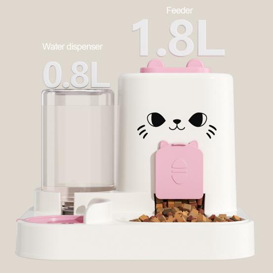 Кормушка для кошек и собак Диспенсер для воды 1,8 л Кормушка для еды 0,8 л Диспенсер для воды с герметичной крышкой Не содержит БФА Миска-кормушка для мелких питомцев для кошек и маленьких собак