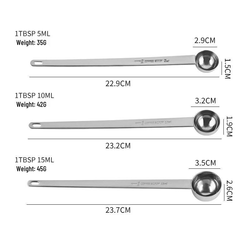 304 Stainless Steel Long Handle Coffee, Stirring, Dessert, and Measuring Spoon
