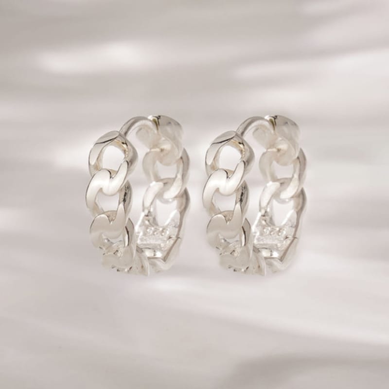 

JEWNEL Silver925 Bold Waving One-Touch Earrings Silver