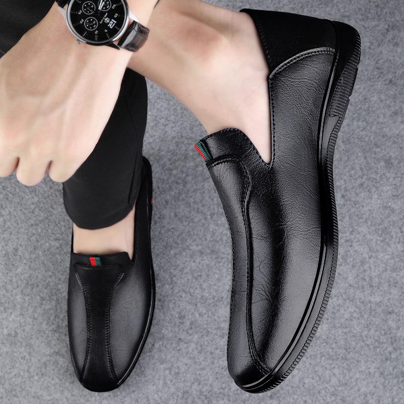 

Men s shoes 2025 summer new men s simple and convenient foot cover comfortable light flat bottom wear-resistant Korean version of casual leather shoes 36
