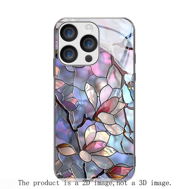 Printed pattern glass phone case suitable for iPhone 17 16 15 14 13 12 11 Pro/Max/Plus anti drop and shockproof back cover