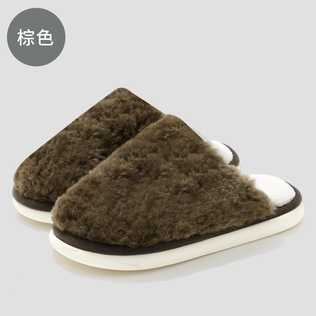 Household cotton slippers winter couple plush plush warm non-slip bedroom floor plush slippers winter