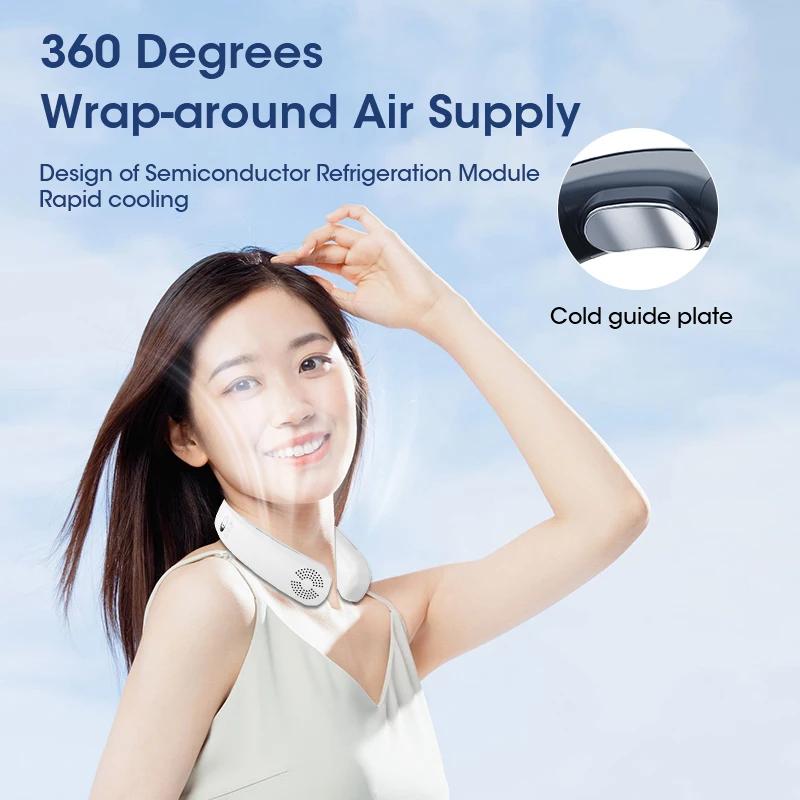 Neck Fan Portable Wireless Bladeless 3-Speed Silent 4000mAh USB Rechargeable Hands Free for Office Outdoor Travel