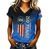 Women’s V Neck Short Sleeve Casual Letter Print T Shirt Top with USA 250 Years Graphic for Everyday Wear
