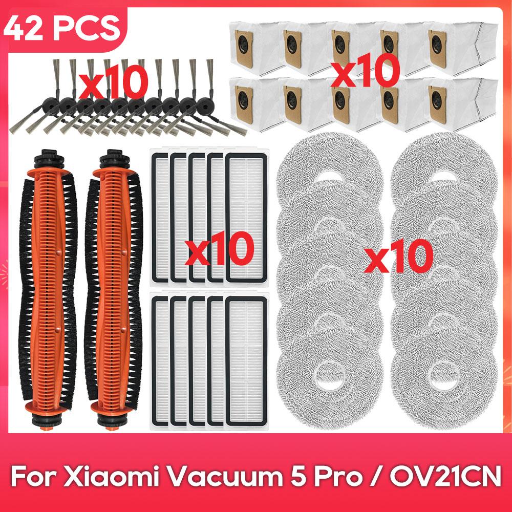 Compatible For ( Xiaomi Robot Vacuum 5 OV31GL / Xiaomi Robot Vacuum 5 Pro OV21GL ) Parts Main Side Brush Filter Mop Dust Bag