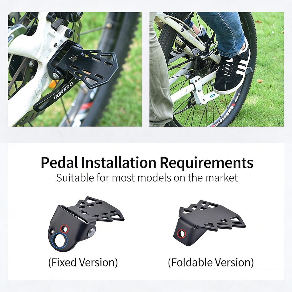 1Pc Foldable Bike Rear Footrest Manganese Steel Passenger Foot Peg Anti-slip Universal Bicycle Accessory