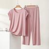 Summer Women's Modal Loungewear Set Lightweight Loose Short Sleeve & Ankle Length Pants 2 Piece Casual Sleepwear Home Pajamas