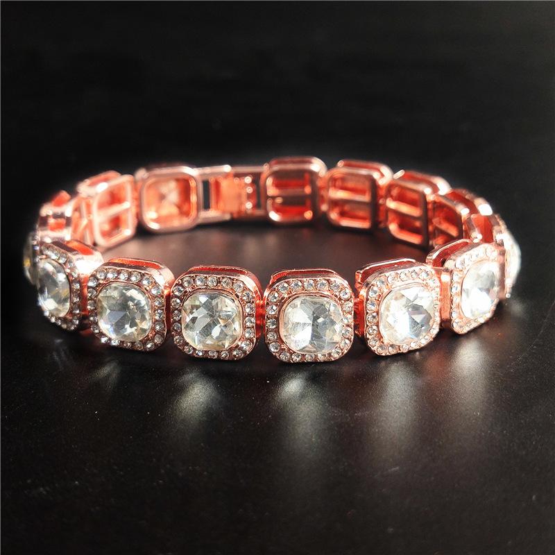 Hip Hop Plně Křišťálové 13mm Čtvercové Tenisové Náramky pro Muže Ženy Bling Kamínkový Kubánský Řetízek Luxusní Šperky