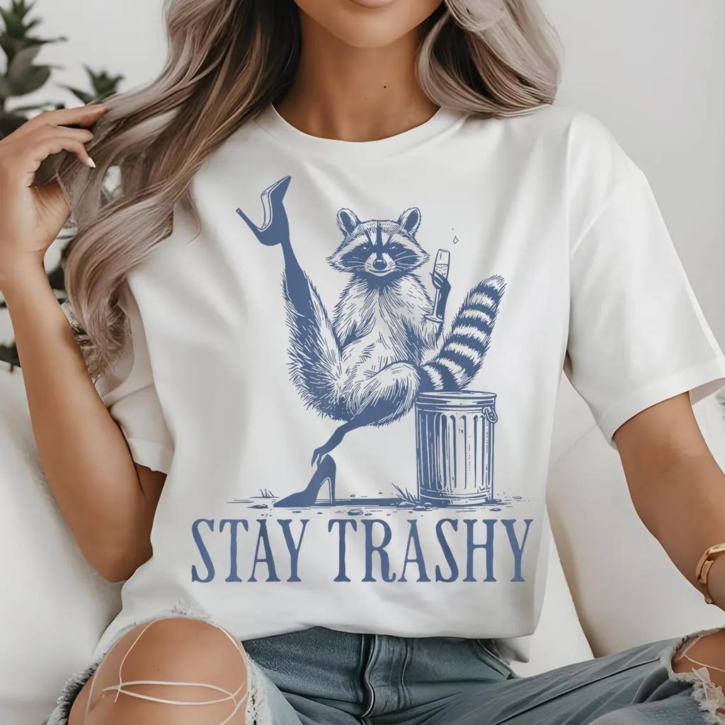 Cute Raccoon For Autumn But Wild Raccoon Tshirt Streetwear Shortsleeved Printed Fashion Harajuku Style Topunisex Clothing
