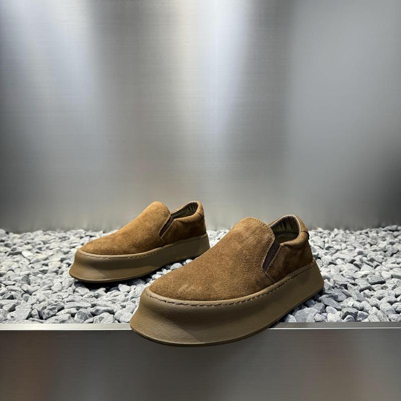 One-pedal Casual Men's Shoes, New Doudou Shoes, Thin Velvet Thick-soled Lazy Shoes, Fashionable and Loose Low-top Leather Surface Cr