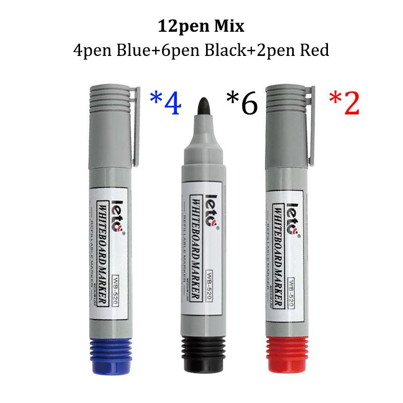 

12pen/box Whiteboard Marker,2mm Nib Easy Erasable Refillable Ink,Large Capacity,Office Meeting Whiteboard Teaching Stationery