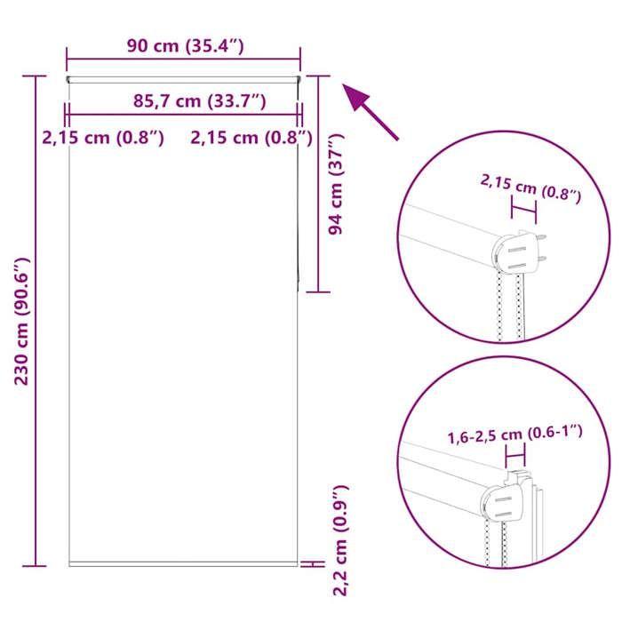 VidaXL Store enrouleur occultant largeur du tissu 85,7 cm polyester 4011204