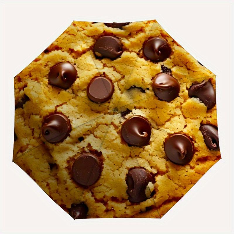 

1pc Cookie Chocolate Auto Open/Close Cute Umbrella with One Touch Button,, Windproof Design Lightweight Portable Umbrella for Women & Men6099