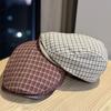 New Vintage Plaid Versatile Beret for Women, New Artistic Breathable Painter's Hat, Worn Backwards To Make the Face Appear Smaller