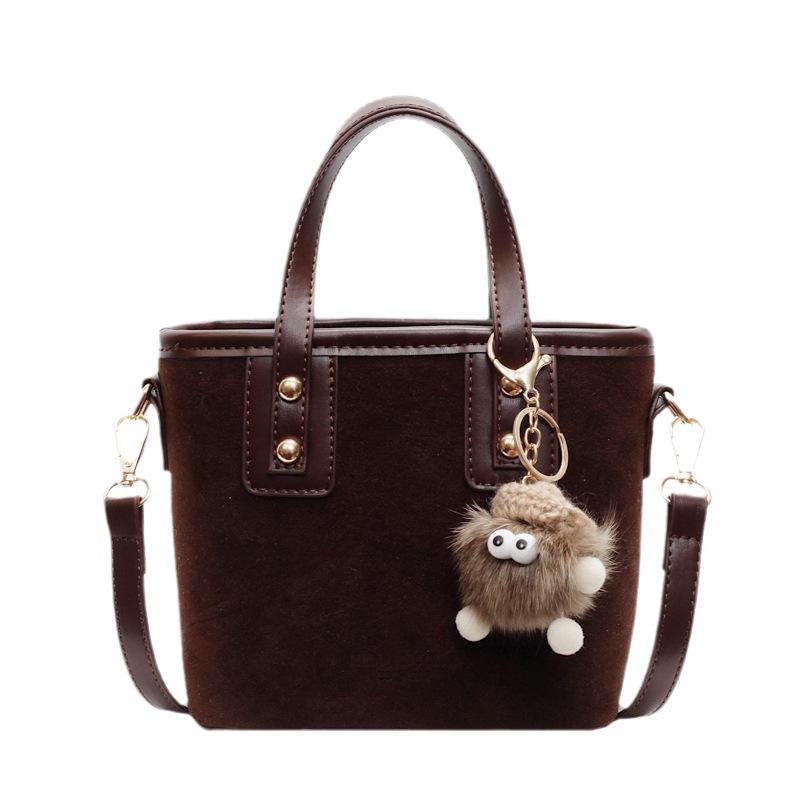 2025 New Bag Women's Bag Trendy Fashion Small Square Bag Popular Plush Pendant Shoulder Messenger Bag Premium Feeling Bag