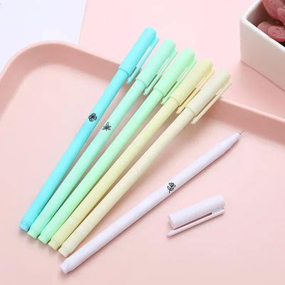 6 Pcs Aesthetic Morandi Color Gradient Gel Pen 0.5mm Black Ink Writing Pen Kawaii Student Stationery Cute Kid School Supplies