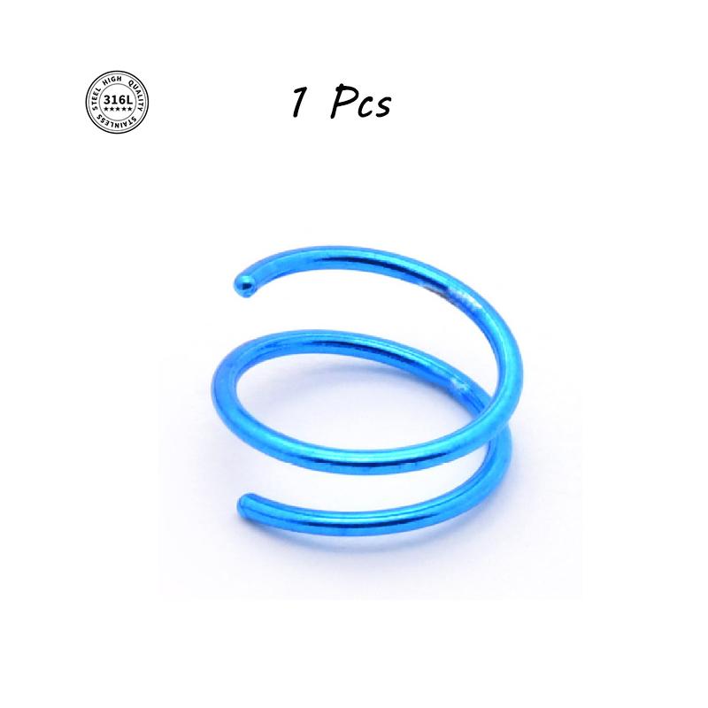 Double Hoop Nose Ring Stainless Steel for Single Piercing, Snug Spiral Nose Ring 20G 8/10mm Thin Nose Rings Piercing Jewelry