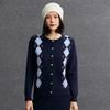 Cardigan en tricot cachemire pour femme à col polo diamant anti-âge