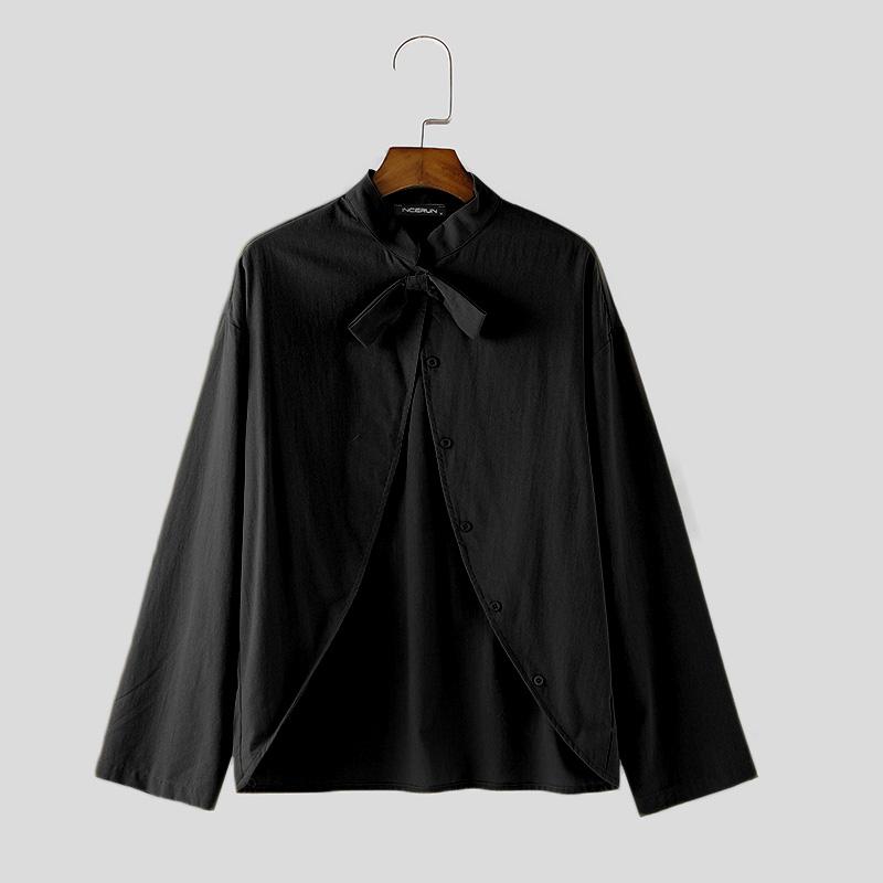 

INCERUN Мужские рубашки свободного покроя с длинным рукавом и бантом спереди