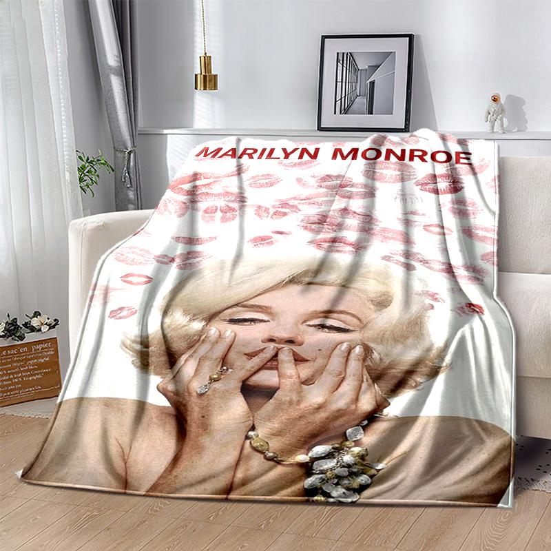 1pc Marilyn Monroe with Kiss Marks on Background print print blanket soft bedding sofa bedroom home decor fan goods q94