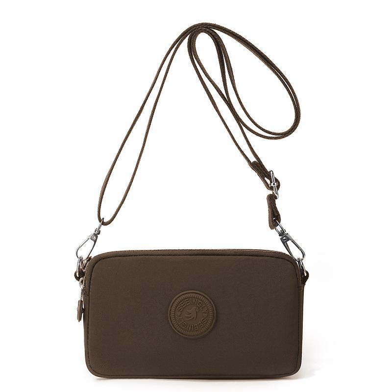 Нейлоновый кошелек для монет Легкая женская маленькая квадратная сумка большой вместимости Сумка через плечо кофейный