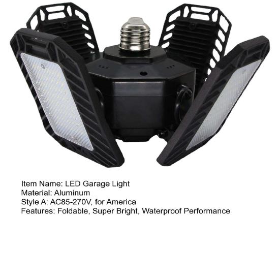 LED-Garagen-Deckenleuchte, faltbar, verformbar, 60 W, superhell, wasserdicht, energiesparend, für Lager, Parkplatz, Keller
