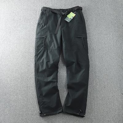 Men's Autumn and Winter Plus Size Padded Work Pants Solid Color Straight Windproof Waterproof Multi-Pocket Outdoor Pants